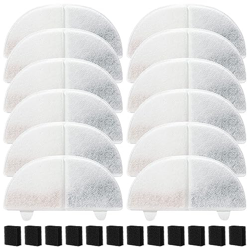 Hantoc 20 Stück Ersatzfilter für Trinkbrunnen, Katzenbrunnen 10 Stück Kohlefilter und 10 Stück Schaumfilter für 2L 20dB Katzenbrunnen WF20 Ersatzfilter mit Harz und Aktivkohle