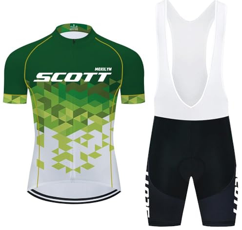 Moxilyn Cykelkläder Set Kortärmad Cykeldräkt Herr Sommarcykeldräkt för MTB Cykling Med Andningsaktiva Gel Vadderade Shorts, 3 stycken, L