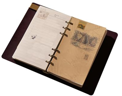KISSKI·H Olvido A6 Nachfüllbares Leder-Tagebuch, Schreib-Notizbuch, Vintage-Planer, Binder-Notizbuch mit Wickelband, 6-Ringbuch, Reisetagebuch, Notizbuch, Geschenk für Damen/Herren, Dunkelbraun