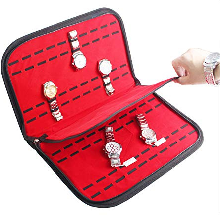 Gsycle Organizzatore di Orologi, Custodia Per Orologi da 20 Slot Custodia Per Orologi in PU con Pelucchi Custodia da Viaggio Per Orologi con Cerniera Per Viaggi All'aperto a Casa