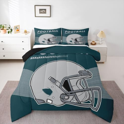 Erosebridal Football City Comforter Set Gridiron Fans Bedding Comforter Sets Queen,Sports Seasonal Football Player Bedding for Boys Girls Ball Game Quilt with 2 Pillowcases
