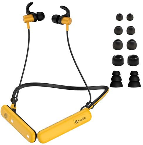 Hmusic Casque Bluetooth Tour de Cou, 80 Heures de Lecture, étanches IPX7, Isolation du Bruit, Protection auditive écouteurs sans Fil pour Le Chantier, Le Sport, Les séances d'entraînement