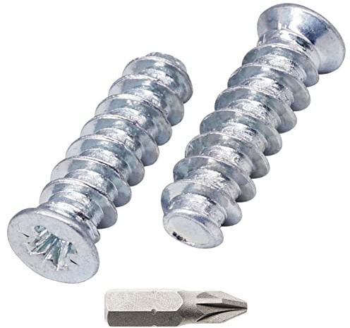 SKIR'CO (50 piezas) Tornillos europeos galvanizados 6,1 x 20 mm, tornillos para guías de cajones, cabeza plana avellanada, tornillos para bisagras