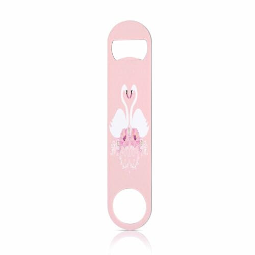 TASDANA White Swans and Peonies Stainless Bottle Opener Sweet Love Beautiful Bird Pink Flower Flat Beer Bottle Opener Keychain for Home Kitchen Bar Restaurant Party Birthday Gift