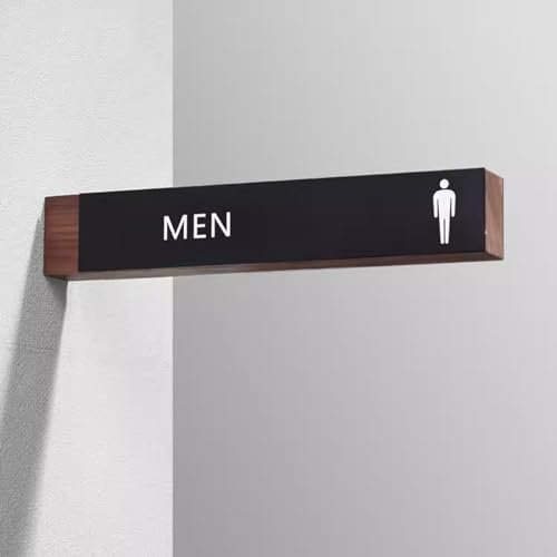 Toilettenschild, Toilettentürschild, Wandbehang for Männer und Frauen, Badezimmerschild, Dekor, Toilettenkorridorschild aus Aluminium und Holz, for Unternehmen, Büros und Restaurants, 32 x 6 cm (Farbe