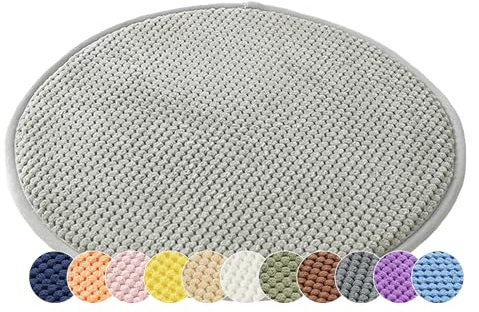 1/2er Set Rund Sitzkissen Kordsamt Rund Stuhlkissen Polster Auflage Kissen, Stuhlauflage rutschfest Sitzpolster für Haus & Garten Büro (Hellgrau,30x30cm (1er-Pack))