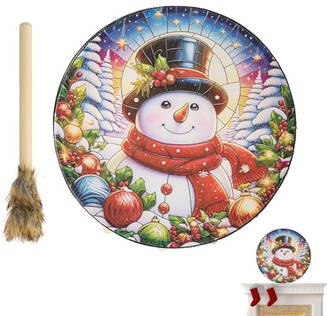 Tambour chaman fait à la main, tambour chaman à la mode - Outil à tambour chaman fait à la main | Tambour à main portatif sur le thème de Noël pour amoureux, copines, amis