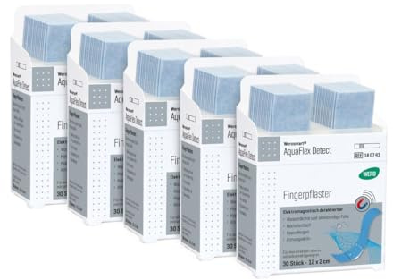 Werosmart® AquaFlex Detect Fingerpflaster 12 x 2 cm, 5 Einsätze | wasserdichte und ölbeständige Folie, elektromagnetisch detektierbar, passend für WERO Smart Box® Pflasterspender