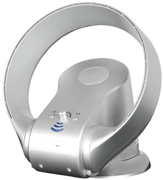 Brightium Ventilador sin aspas de sobremesa, diseño moderno, silencioso, portátil; ideal para refrescar espacios pequeños y mejorar la circulación de aire.