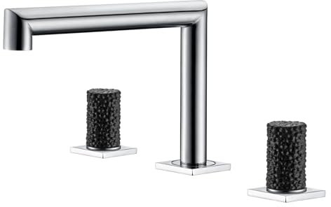 1 Uds. Grifo de latón cromado y manijas de cristal de resina doble transparente transforman el estilo de su baño(A3002-BH)