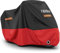 Favoto Funda para Moto Cubierta de Moto 210D Impermeable Protectora con Banda Reflectante a Prueba de Sol Lluvia Polvo Viento Nieve Excremento de Pájaro al Aire Libre, Negro+Rojo 265x105x125cm