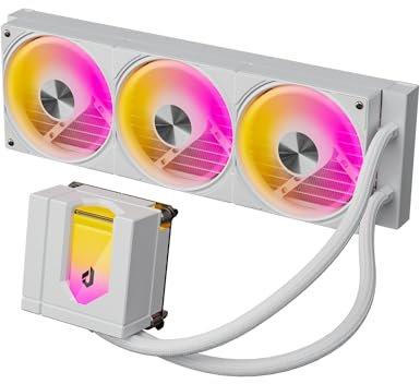 upHere E360TC AIO - Raffreddamento ad acqua 360 mm, ventola ARGB (600 – 1800 RPM), raffreddamento ad acqua, efficiente CPU con copertura magnetica, design flessibile, compatibile con Intel 1851 1700 &