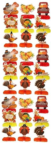Toyvian 27piezas Decoraciones De Mesa Para Thanksgiving Adornos De Panal Diseño De Calabaza y Pavo Centro De Mesa Para Fiestas De Otoño y Temática De Cosecha
