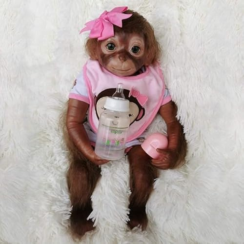 TYRUGD Reborn AFFE Baby 20 Zoll 50 cm Reborn Baby Puppen Realistische Handarbeit Wiedergeborene Puppe Geschenk für Kinder