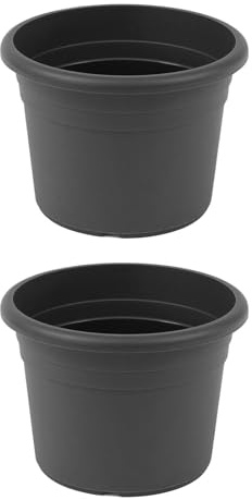 HAC24 2X Pflanztopf Kunstoff Rund Ø 60 cm Anthrazit Blumentopf Pflanzgefäß Blumenkübel Pflanzcontainer Pflanzkübel