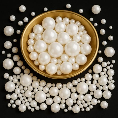 Edible Sprinkles 100g | Edible Sprinkles for Cake Decorating, Cookies & Cupcakes | Edible Mother's Day Heart Sprinkles for Wedding, Birthday & Dessert Toppers (White Pearl)