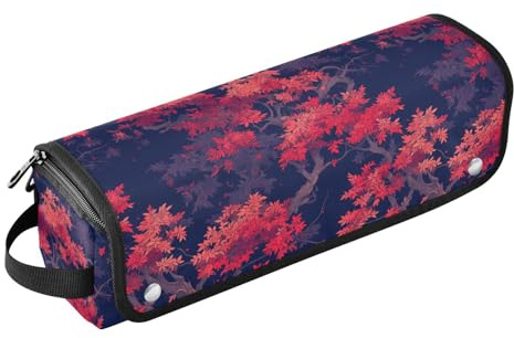 Roter und schwarzer Baum-Haarwerkzeug-Reisetasche für Frauen mit hitzebeständiger Matte, tragbarer Haarstyling-Werkzeug-Organizer für Glätteisen, Glätteisen, Lockenstäbe, Haar-Zubehör-Organizer