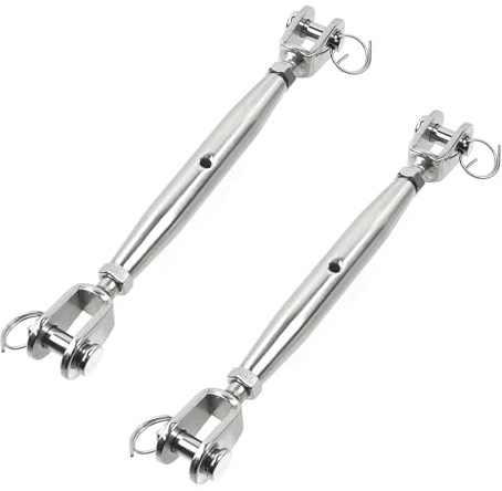 LC LICTOP M10 Stainless Steel Turnbuckle, Jaw and Jaw Turnbuckle, 2200lbs Working Load Marine Grade Tensioner for Wire Rope Tension, Shade Sail, Rigging, Zipline, Chain Line Tensioner, 2Pcs
