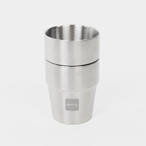 BOXIO - CUP: 2x Edelstahl Trinkbecher 300ml Doppelwandiger Camping Becher aus Edelstahl Thermotasse To Go – Isolierter Coffee Mug für Outdoor, Festival & Reisen Isolierbecher für Kaffee Camping