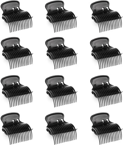Lockenwickler Clips 12 Stück 5x6cm Hair Roller Clip mit Klammern Hot Rollers für Frauen Mädchen Styling Haarspangen Hair Curler Clips Kunststoff Lockenwickler mit Klammern,Schwarz
