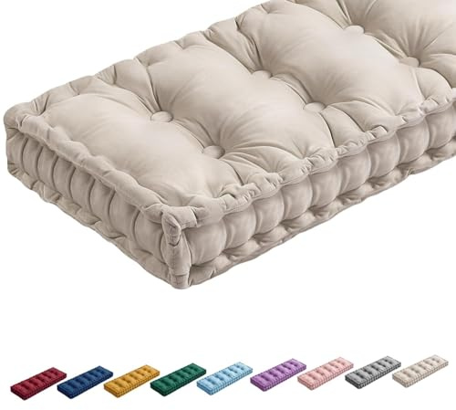 Cojines a Medida para Bancos de Interior y Exterior,1 2 3 o 4 plazas Cojín Blando Antideslizante 10cm Groso Cojín Asiento Jardín Cómodo Decorativo Banco de Madera Sofa(Beige,40x40x10cm)