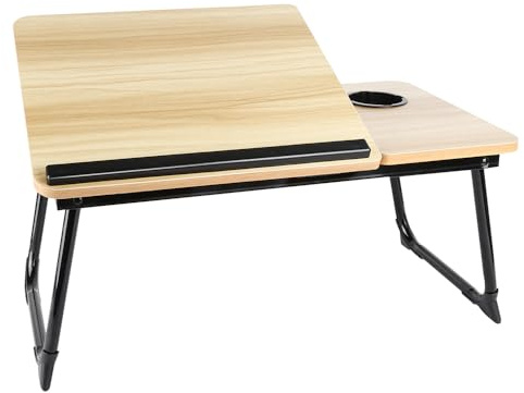 HUOLE Table de Lit pour Ordinateur Portable, Réglable en Hauteur et Angle, Support Lecture et Ordinateur Portable, Lapdesk Pliable, Table pour Lit/Canapé/Sol, 56 * 33 * 24cm (Couleur d'origine)