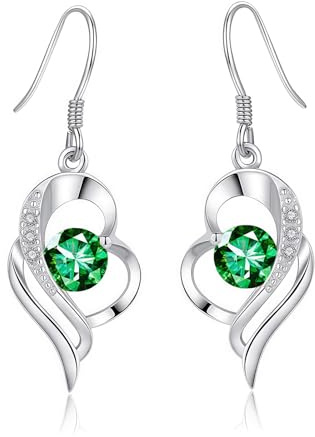 Kamise Schmuck Set Silber, 925 Sterling Silber Kette & Hängend Ohrringe | Herz, Zirkonia, Hypoallergen, Schlafen, Geburtstag Valentinstag, für Frauen Freundin, Schmuck, Geschenk, Romantic, 45cm
