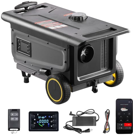 VEVOR Diesel Heater, 8KW, DC 12V/24V, All in One Portable Diesel Air Heater with Bluetooth APP Control, Remote Control and LCD Screen, Trolley Design, 1.3 Gal Fuel Tank for Trucks, Vans, RVs, Campers