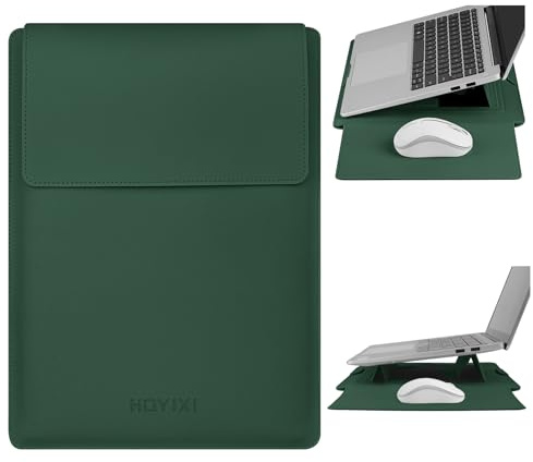 HoYiXi Custodia con Supporto per laptop da 13.3/13.6'', Compatibile con iPad Pro 12,9 /MacBook Pro/MacBook Air (M4/M3/M2/M1 2025-2020)/13 ''-14 '' Dell XPS Surface Pro laptop Sleeve-Verde scuro