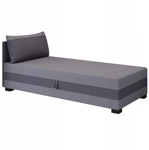 TAPCZANY24 - Boxspringbett Ilia 110x200 cm mit Schaumstoff Matratze | Bett mit Matratze, Polsterbett mit Bettkasten, Gepolstertes Einzel Bett, Schlafsofa - Grau