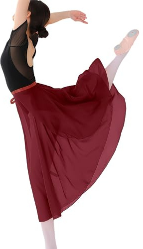 MUNAFIE Women Long Ballet Wrap Skirt Chiffon Dance Wrap Skirt Girls Gymnastics Ballet Skirts