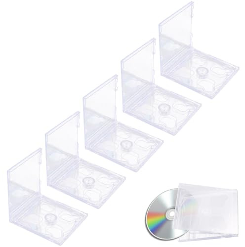 Abaodam Custodia Doppia in Plastica per CD Confezione da 5 Pezzi Design Trasparente per Conservazione e Trasporto di Dischi Dvd e CD