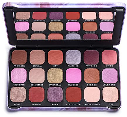 Makeup Revolution, Forever Flawless, Eyeshadow Palette, Unconditional Love, 18 Shades, 19.8g