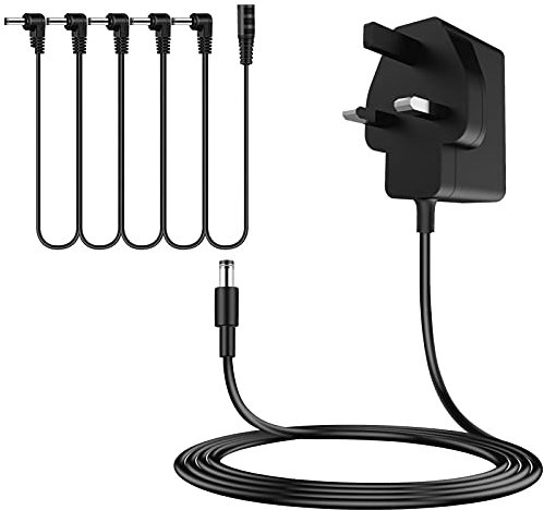 MEROM 9V Pedal Power Adapter Guitar Effects Supply with 5 Way Daisy Chain Cables Charger Compatible with Boss Behringer Digitech MXR Ibanez Zoom EBS Guyatone BIYANG