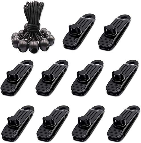 Planenclips, robuste Klemmen, robust, mit Rändelschraube, Zelt-Spanngurte, sichert Planen, Markisenklemme, Set Kugel-Spanngummi für Outdoor, Camping, Markisen, Schwimmbad, Autoabdeckungen (20 Stück)