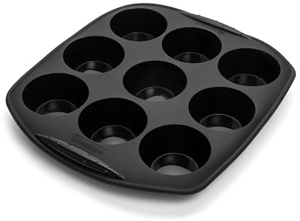 Backhaus Muffinform Silikon 9 Mulden – Ø7 cm groß, ergonomische Griffe, LFGB-zertifiziert, antihaftend, ofen- und spülmaschinengeeignet – Schwarz