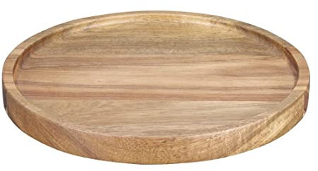 Olympia Acacia Wood Round Plates 200mm - Heavy Duty, Durable, Easy Clean, Stylish Hotel Restaurant Café Bar Bistro Food Dining Serving Platter