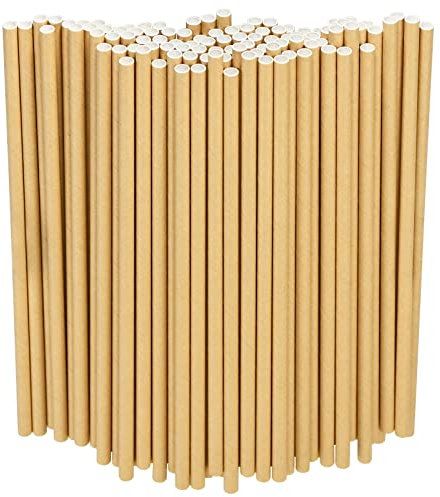 Naturbraune Strohhalme aus Kraftpapier zum Trinken, Cocktail, Kaffee -19,7 x 0,6 cm, 250 Stück