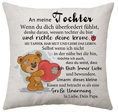 Aconesong Tochter Geschenk Inspirierende Geschenke für Tochter Geburtstag von Papa Kissenbezüge Kleine Tochter Geschenke von Vater Tochter Weihnachten Hochzeitsgeschenke (Tochter von Papa)