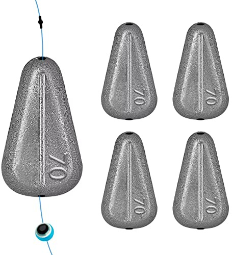 THKFISH Angelzubehör Set Gewichte Angeln Sinker No Roll Sinkers Bleigewichte No Snag Flache Inline-Sinker für Waller-Rigs -70G-5PCS