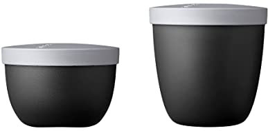Mepal - Snackpot Duo Pack Ellipse - Praktischer Behälter zur Aufbewahrung und zum Transport von Lebensmitteln - Gefriergeeignet - Spülmaschinengeeignet - Old Nordic Black