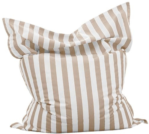SXBCyan Housse de Pouf Extérieur (sans Remplissage) Pouf Chaise pour Piscine – Grand fauteuils Poire Bean Bag Cover Confortable Extérieur Et Intérieur(Light Khaki-Stripe)
