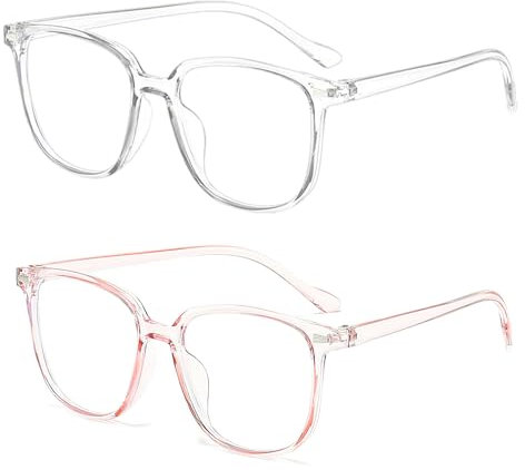 Joynine Pack de 2 Lunettes de Protection Contre la Lumière Bleue | lunette anti lumiere bleue | Lunette Gaming | Verres Transparents Protection UV400 | Idéal pour Hommes et Femmes Utilisant des Écrans