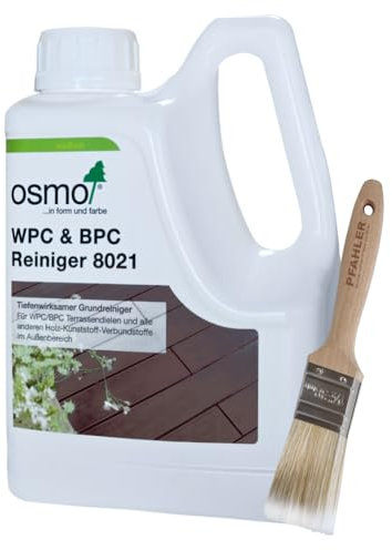 OSMO WPC & BPC Reiniger 1L 8021 Inkl. Gratis PFAHLER-Pinsel. Tiefenwirksamer Grundreiniger für WPC/BPC Terrassendielen und alle anderen Holz-Kunststoff-Verbundstoffe