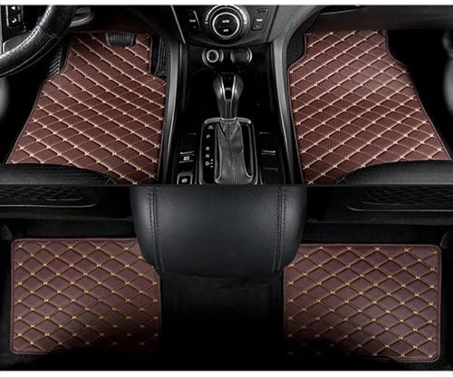 SZFCL Auto Bodenmatte Fußmatten für Peugeot 2008 2020-2023 2024, Nach Maß Allwetterschutz Leder Fussmatten Vorne und Hinten Automatten Set,Coffee