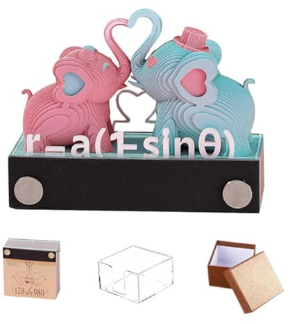 Hoepavy Calendario 3D, calendario de piezas de tiempo 2025, calendario de escritorio, almohadillas artísticas, calendario de papel de elefante 3D, calendario rasgado a mano grabado con láser, para