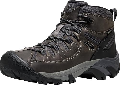 KEEN Men's Targhee 2 Mid Height Waterproof Hiking Boots, Steel Grey/Black, 12 WIDE