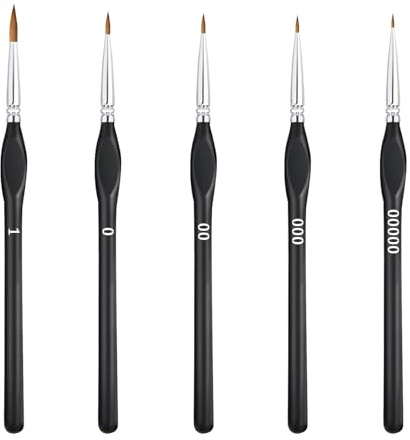 Dreamil Feine Detail Pinsel Set,5 Stück Künstlerpinsel,Extra Feine Spitze Pinselset,für Acrylfarben, Aquarell, Nageldesign,Öl, Strichzeichnung, Gesichtsbemalung Malpinsel(Schwarz)