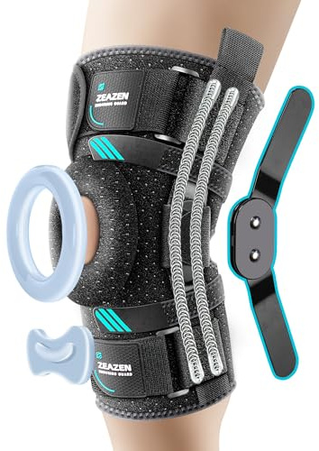 ZEAZEN Hinged Knee Brace with Dual Hinges & Patella Compression Pads – Strong Knee Support for ACL, MCL, Meniscus, Joint Stability – Adjustable Open Patella Design for Men and Women, Plus Size Fit (Large)