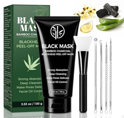 Tailgenci pormaskborttagare, Peel Off Mask med naturligt bambuaktivt kol – lämplig för alla hudtyper, kvinnor och män, djuprengöring för pormaskar, smuts, akne, porförfining (100 g)